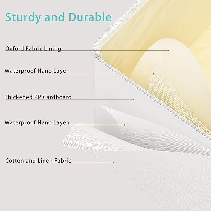 Storage Bins with Zipper, Cube Organizer Basket with Lid, Collapsible Stackable Closet Boxes, for Home and Bedroom, 4 Pack, White, 15.7 x 11.8 x 7.9 In, XSNY16WL-4