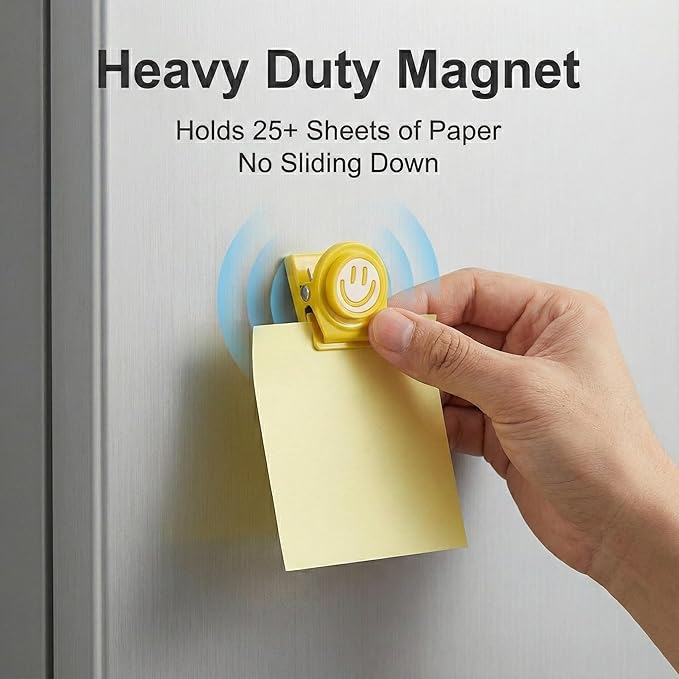 12 Pcs Smile and Flower Fridge Magnets Clips Refrigerator Magnets with Flower Happy Smile Locker Magnets Cute Metal Magnets Refrigerator for Locker, Whiteboard, Classroom,Office and Kitchen(12 pcs)