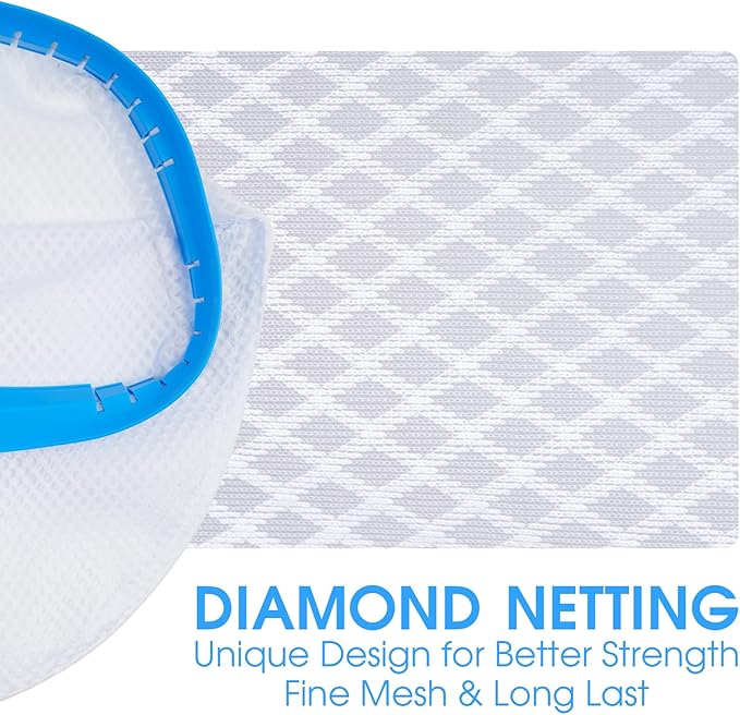 TidyMister New Diamond Netting Double-Layer Pool Net 18'' Heavy Duty Leaf Rake Pool Skimmer Net for Above Ground & Inground Pools Cleaning