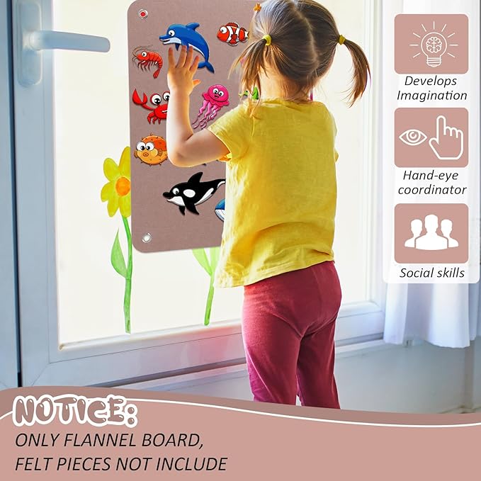 Yunsailing 4 Pieces Felt Board for Toddlers Classroom Flannel Board Stories for Preschool Homeschooling, Kids Felt Story Activity Wall Hanging Children Birthday Gifts, 11.8 x 15.75 Inch (Camel)