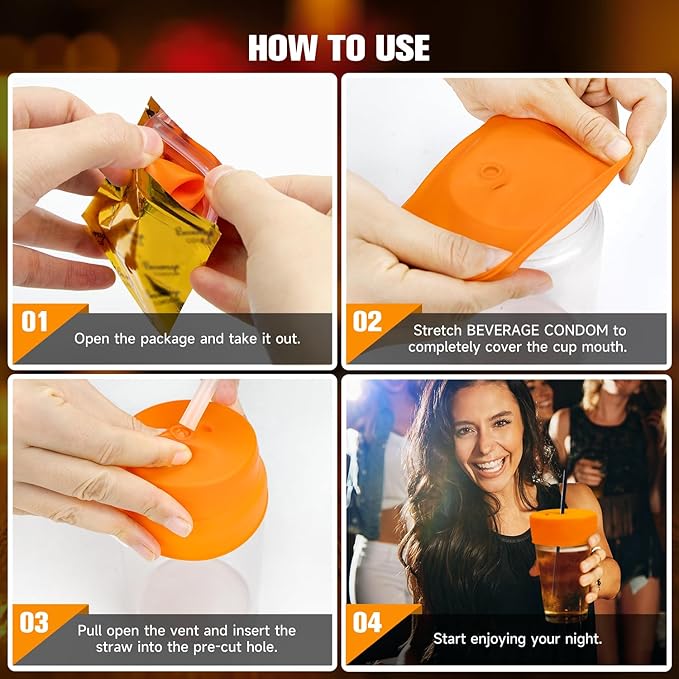 Drink Protection Cover | 100% Silicone and Reusable, Perfect for Parties, Bars or Clubs, Fits All Cup Sizes | Stop Worrying About Beverage Safety (6 Colors)