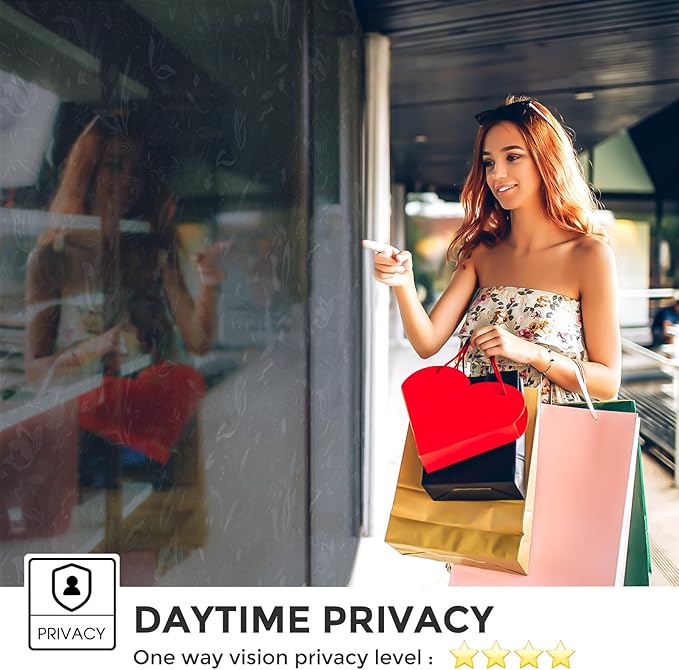 Window Film Heat Blocking 95% Privacy Film, Day and Night Windows Tint See Out Not in, Static Cling One Way Films for Home and Office(Black Tulip 35.4X78.7 inch)