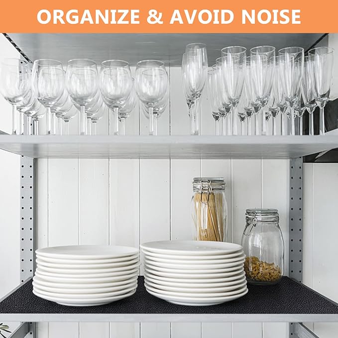 WochiTV Shelf Liner for Cabinets, Drawer Non Adhesive Non Slip Foam Mat for Kitchen, Pantry, Bathroom, Cupboard, Garage, Closet, Shelves, Drawer, Tool Box, Black 11.8 x 118 inches