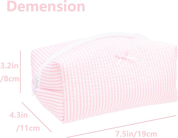 6PCS Cozy Makeup Bag SET Travel Cosmetic Bag for Women Soft Toiletry Bag Aesthetic Makeup Organizer Portable Large Zipper Pouch for Skincare Beauty Accessories Brushes Stripe Pink