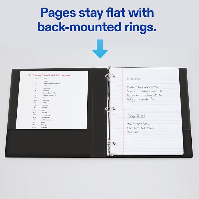 Avery Mini 3 Ring Binder, Holds 5.5" x 8.5" Paper, 2" Round Rings, 375-Sheet Capacity, 2.8 Inch Wide Spine, Label Holder, 1 Black Binder, Great for Home, Office, School Supplies, and More (27554)