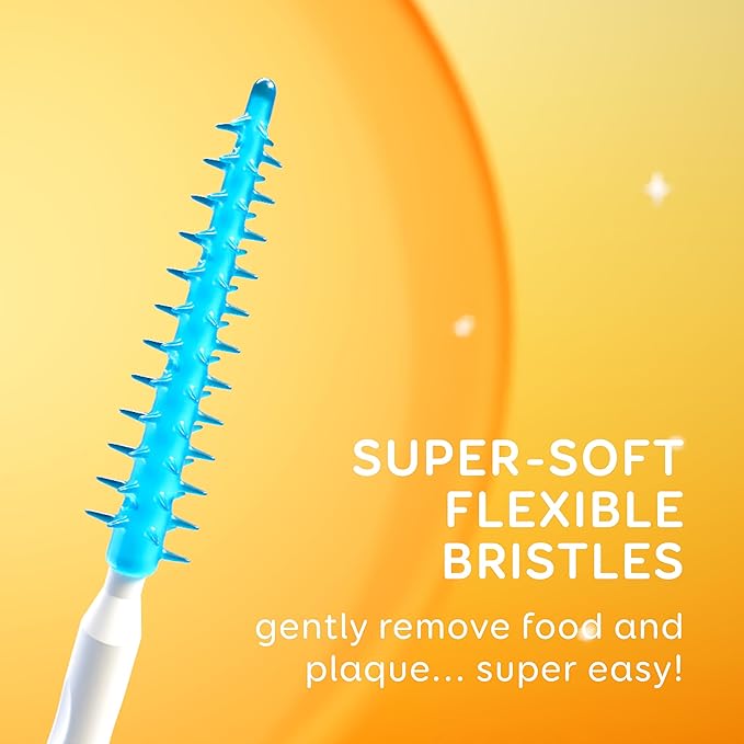 Grin Softstx,Gentle Dental Picks,Soft Flexible Bristles,Textured Plaque Removing Toothpick,Minty Flavor,for Between Teeth,Refillable Hygienic Case,for Braces,Bridges,and Implants,90 Count (Pack of 2)