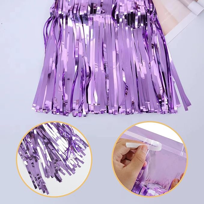 10 Pack Light Purple Backdrop Curtain 3.2ft x 8.2ft Metallic Tinsel Foil Fringe Curtains Photo Booth Background for Birthday Party Decoration Baby Shower Engagement Wedding Christmas Decoration
