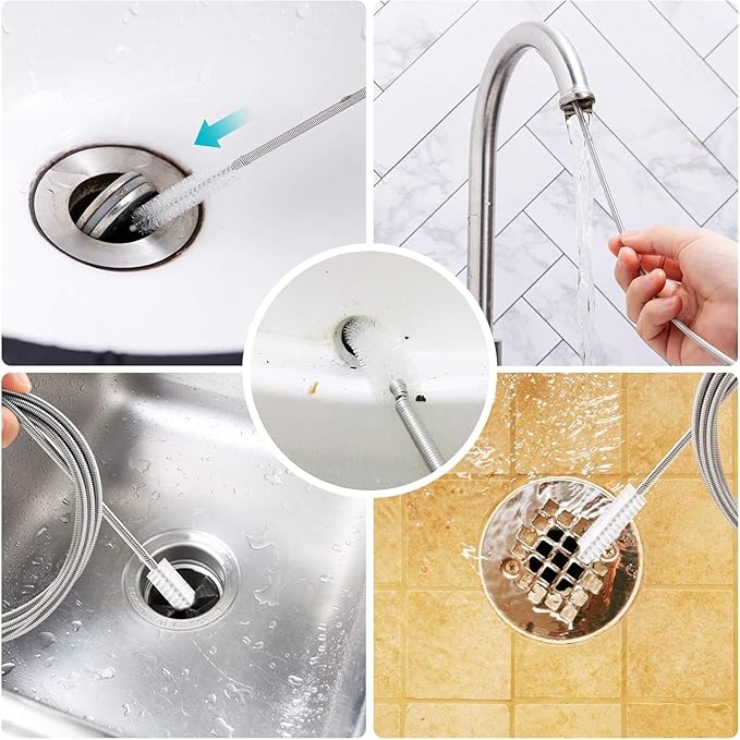 2PCS 79" Water Pipe Cleaning Kit, Long Pipe Cleaners & Wire Tube Brush, Rust Resistant Tube Cleaning Brush for Drain, Dishwasher, Tank
