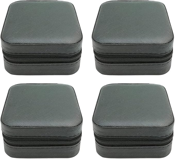 Mini Jewelry Case, Small Travel Jewelry Organizer, Portable Jewelry Box Storage Display Box For Rings, Earrings, Necklaces (Black-4pcs)