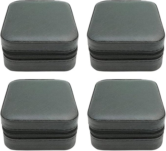 Mini Jewelry Case, Small Travel Jewelry Organizer, Portable Jewelry Box Storage Display Box For Rings, Earrings, Necklaces (Black-4pcs)