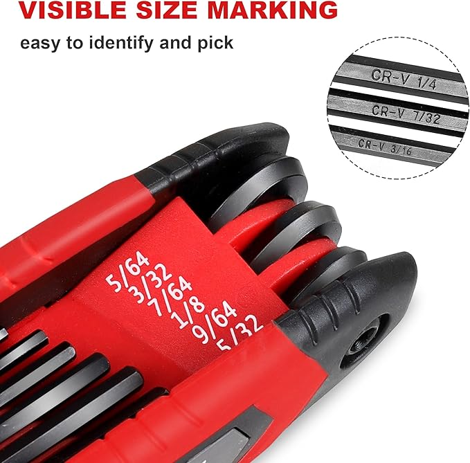 Topline 25-piece Folding Hex Key Set, 3 Pack, Portable Allen Wrenches Sets, SAE, Metric, Allen Key Set for Basic Home Repair and General Applications