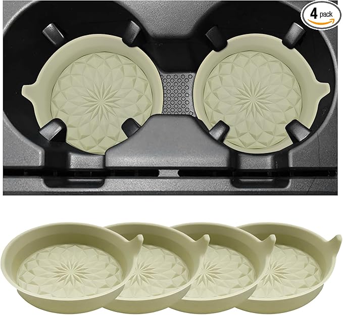 4 PCS Car Cup Holder Coasters, 2.75 Inch Anti-Slip Insert Silicone Car Coaster Drink Mat, Shockproof Universal Auto Cup Coasters for Most Vehicles, Car Interior Accessories (Yellow)