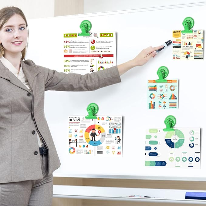 VNDUEEY 20 Pack Magnetic Paper Clip Dispenser Holder, Paperclip Dispenser for Desk, School, Office, Fridge Magnets Refrigerator Magnets, Magnet Clips for Whiteboard Locker (Green) ?