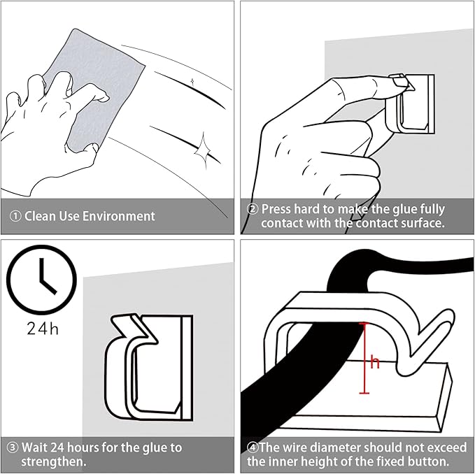 XHF 120 PCS Adhesive Cable Wire Clips Black, Outdoor Christmas Light Clips, Cable Management Wire Organizer Cord Holder for Under Desk, Car, Wall, TV PC Ethernet Cable