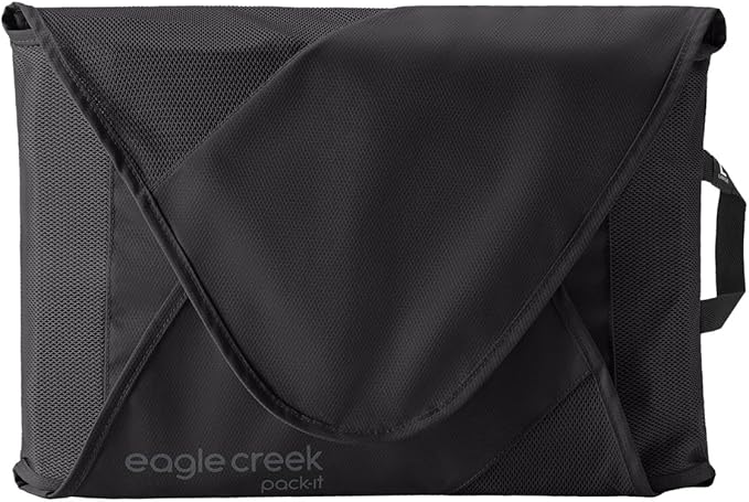 Eagle Creek Pack-It Reveal Garment Folder - Travel Garment Bag with Compression Wings to Maximize Luggage Space - Convenient Top Handle - Quick Drying Material - Black - Large