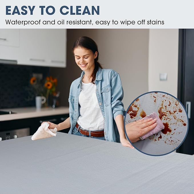 Drawer and Shelf Liner, Non-Slip Kitchen Cabinet Liners Non-Adhesive Thick Strong Grip Waterproof Washable Mats Protect Dresser Shelves Cupboard Bathroom Cabinets, Pure Gray, 24 in X 10 FT