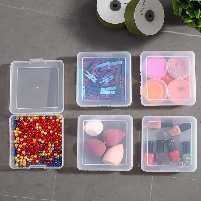 12 Pack Small Clear Plastic Storage Boxes with Lids, Craft Jewelry Life Item Organizer for Puzzles, Pens, Rings, Needle and Thread, Nail Polish, Remote Controls