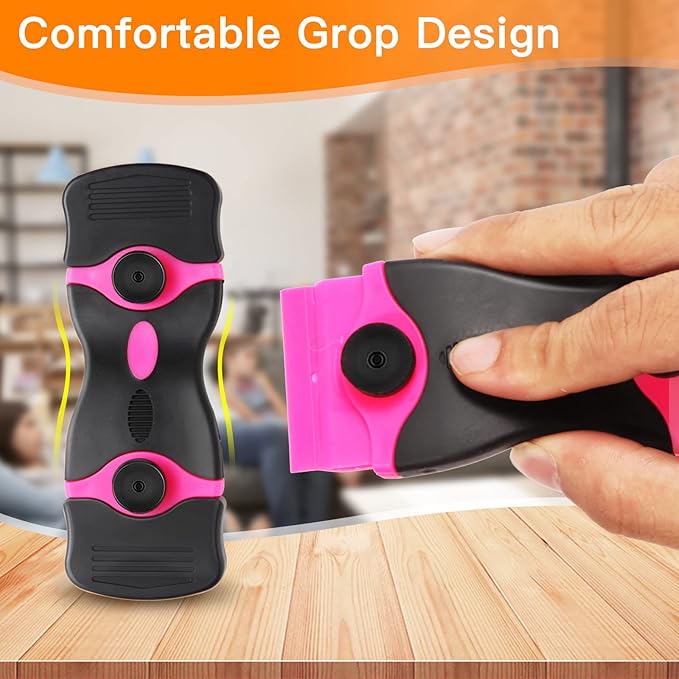Razor Blade Scraper Tool Kit - 2Pack Razor Scrapers & 20Pcs Extra Blades, Plastic Paint Scraper Tool, Razor Scraper Tool for Glass Top Stove, Paint Scrappers for Cleaning Window, Cooktop, Oven, Floor