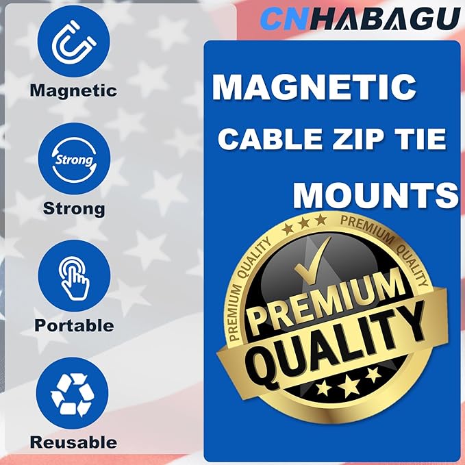 Magnet Zip Tie Mount Clips Magnetic Zip Ties Mount Holder 25LBS Strong Multipurpose Wire Cable Holder Mount Wire Clips Management for Home Office Marine Electrical Wiring (20 PCS)