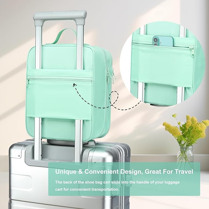 2 Layers Travel Shoe Bag, Portable Shoe Bags Hold 2 Pair Of Shoes, Water-Resistant Shoe Storage Pouch For Travel (Green, 2 Pack)