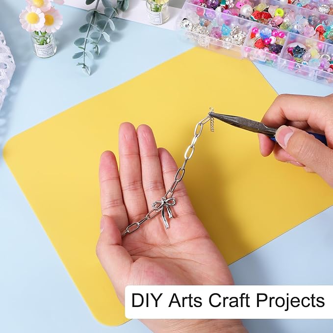 2pcs Small Silicone Mats for Crafts, Multi-Purpose Counter Pad Placemat Table Mat for Epoxy Resin Molds, DIY Art Crafts, Kitchen,Dining (9.45x7.87 inches)(Blue + Yellow)