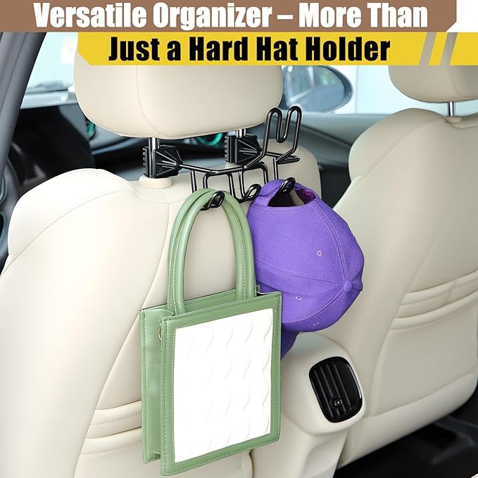 Enhon Hard Hat Holder for Truck, Car Holder Organizer with 3 Hooks for Safety Helmet, Caps, Jacket & Tool Bag, Hard Hat Accessories for Men & Women – Patent Pending(Black,1 Pcs)