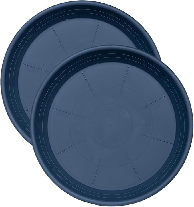 Grjoprt 2 Pack of Plant Saucer 12 inch, 12 inch Plastic Plant Drip Trays, Heavy Duty Plant Trays for Indoors no Holes, Plant Water Tray for Planters (Blue)