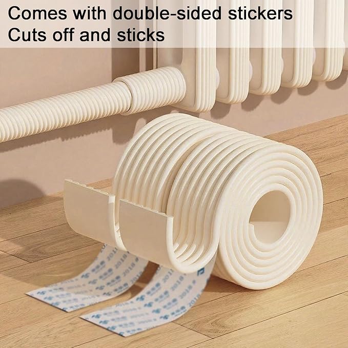 Proof Edge Corner Protector, 2pcs 78.7in/200cm Furniture Safety Bumpers Guard Padding, Soft NBR Rubber Foam Adhesive Cushion, Fireplace Cabinets Table Desk Edges & Sharp Corners (Beige)