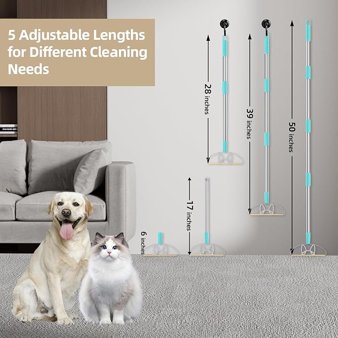 Heavy Duty Carpet Rake – 50" Ultra-Long Pet Hair Remover Tool by LINTPLUS, Deep Cleans Carpets, Rugs & Furniture | Durable Home Cleaning Scraper