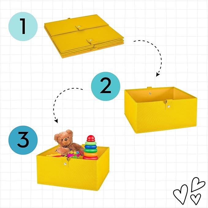 RiverRidge Kids 6pc Folding Storage Bins Set - 10.5”W x 5”H Fabric Boxes with Handles for Closet Organizer & Storage - Black Cube Storage Organizer for Toys, Clothes & Crafts - Fits RiverRidge Shelves