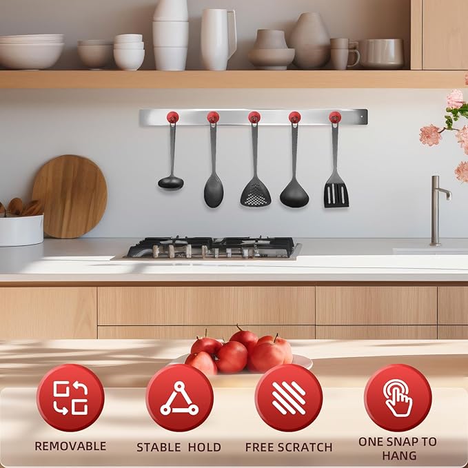 Neosmuk Magnetic Hooks, Cruise Ship Essentials, 100lb+ Heavy Duty Magnetic Hooks for Cruise Cabins, Refrigerator, Grill, Hanging, and Travel | Extra Strong Must-Have Magnet Hook, Red, 5 Pack