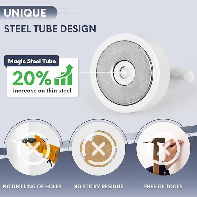 Neosmuk Magnetic Hooks, Cruise Ship Essentials, 40lb+ Heavy Duty Magnetic Hooks for Cruise Cabins, Refrigerator, Grill, Hanging, and Travel | Extra Strong Must-Haves Magnet Hook,White