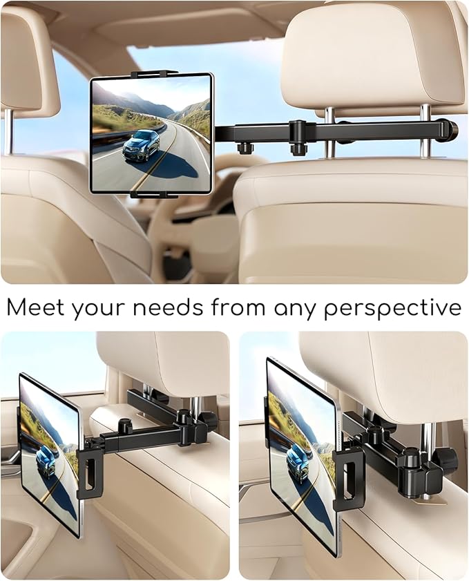 Tablet Holder for Car, Extendable & Pivoting Headrest Mount to Keep Kids Engaged – Road Trip Essential for 5.5-11" Devices (1 Pack)