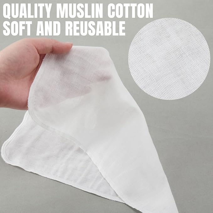 12 Pcs Individually Wrapped Facial Cleansing Muslin Cloths Travel Size Face Cotton Cloths Reusable Makeup Remover Wipes Exfoliating Muslin Washcloths for Skin Care(White)