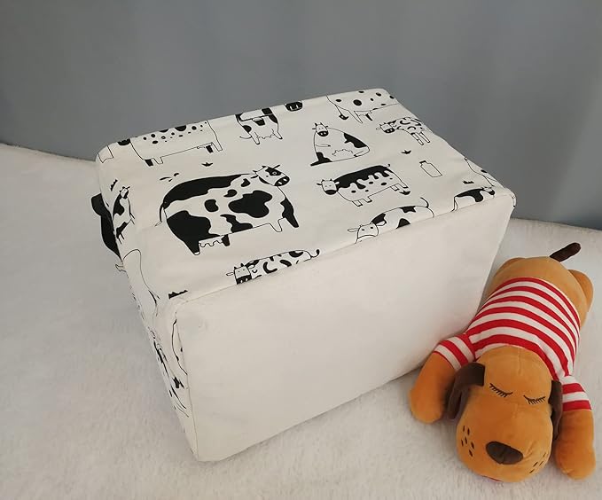 KUNRO Rectang Cow Storage Basket Gift Shelf Basket Storage Bin, Nursery Basket Organizer Box for With Handles for Room Deco