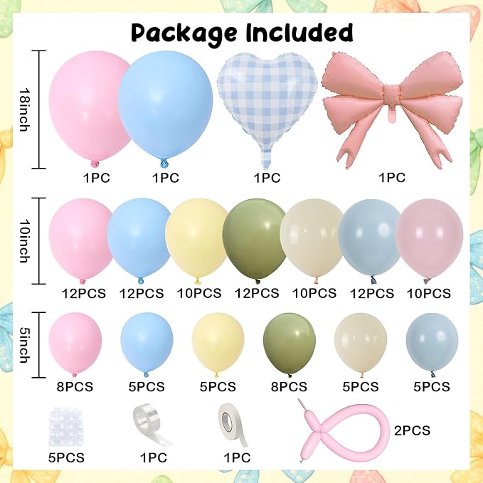 Goose Balloon Arch Kit Pastel Pink Blue Sage Green Balloons Garland Bow Gingham Heart Foil Balloon One Silly Goose Birthday Party Decorations Girl Dusty Pink Blue Yellow Duck Baby Shower Gender Reveal