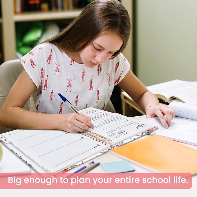 Academic Planner 2026-2027, Weekly and Monthly Calendar Book, July 2026 – June 2027, Hardcover Planner with Tabs, Perfect for Teachers, Students, Women & Men, A4 (8.5" x 11") - Songbird Bloom
