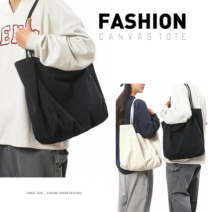 Canvas Tote Bag for Women Large Hobo Shoulder Bag for Work Travel Casual Message Bag Tote Purse handbags