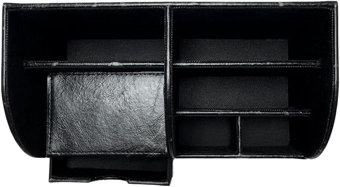 UnionBasic Desk Organizer - Multifunctional Leather Desktop Pen Holder Storage Box - Business Card/Pen/Pencil/Mobile Phone/Stationery Holder, Marble Black