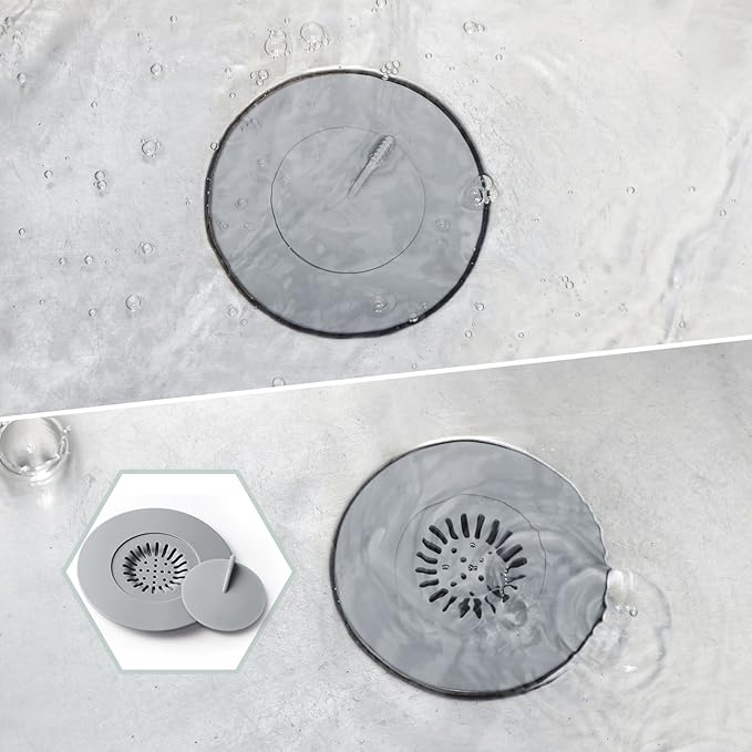Bathtub Stopper,4pcs 2-in-1 Bathtub Drain Hair Catcher,Silicone Kitchen Bathroom Shower Water Strainer Protectors,Universal Flat Suction Shower Drain Cover,Washbasin Drain Stopper (Mix)