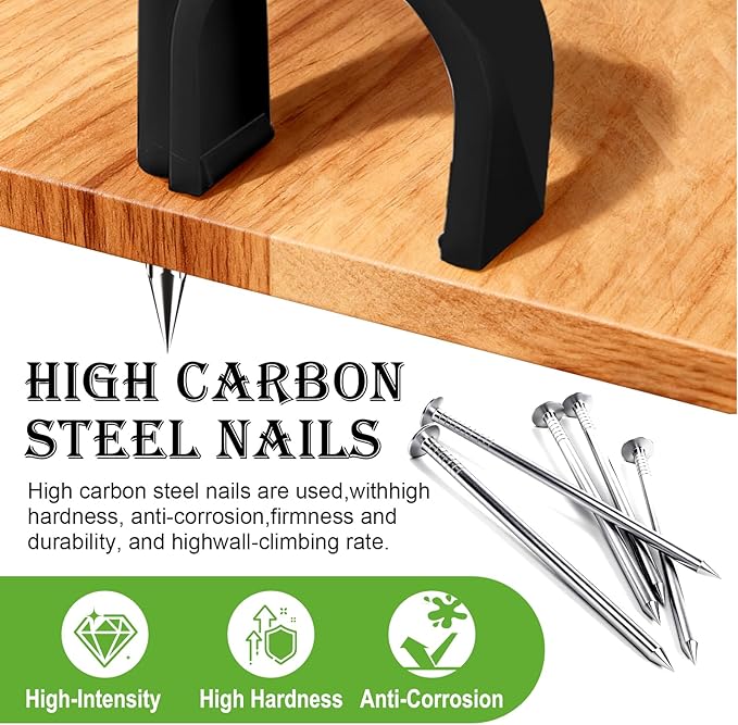 mxuteuk 630PCS Cable Clips with Steel Nails, 4/5/6/8/10mm Round and 5/6mm Square Black Cable Wire Clips, Wall Clips for Cords, Cable Cord Clips for RG6 RG59 CAT6 RJ45