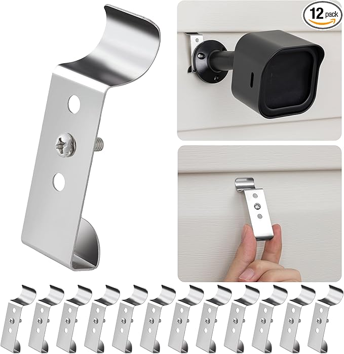 Cozcty 12 Pack Vinyl Siding Hooks, Heavy Duty Siding Clips to Hang Outdoor Things, No Hole Outdoor Camera Mount Clips, Adjustable Screw Hangers for Front Door, Porch Decor, String Lights