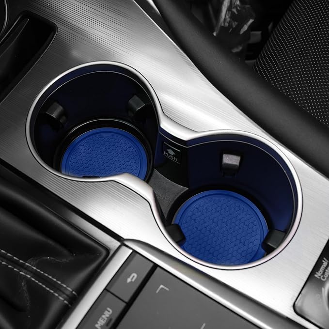SINGARO Car Cup Coaster, 4PCS Universal Non-Slip Cup Holders Embedded in Ornaments Coaster, Car Interior Accessories, Grey Blue