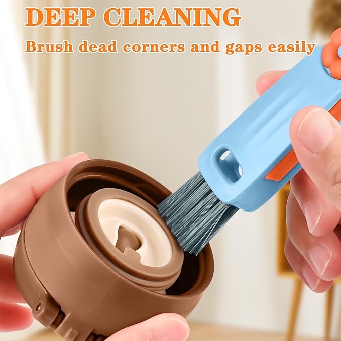 3 in 1 Cup Lid Cleaning Brush Set, Multifunctional Bottle Crevice Cleaning Brush, Portable Cup Lid Gap Cleaner, Water Bottle Cleaner Brush, Home Kitchen Cleaning Tools