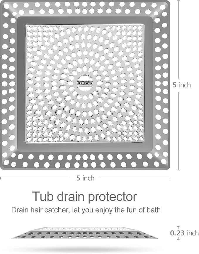 LEKEYE Shower Drain Hair Catcher | Drain Strainer | Shower Drain Cover Stainless Steel and Silicone