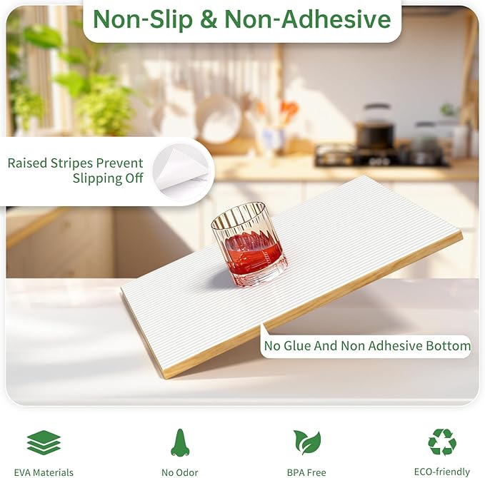 Shelf and Drawer Liner for Kitchen Cabinet, Non-Adhesive 24in x 240in Waterproof Durable Thickened EVA Material Easy-to-Cut Contact Paper Non Slip Mat for Refrigerator, Cupboard, Dresser