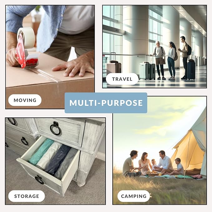 18 Pack Compression Bags for Travel, Roll Up Space Saver Bags for Clothes Storage, Compact Packing travel organizer for Luggage, Suitcase, Backpack, No Pump or Vacuum Needed