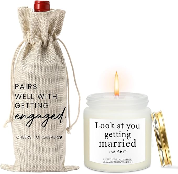 Married Wine Bag Married Mr Mrs Marriage Honeymoon Gifts for Couples Wedding Party Decorations Getting Engaged Wine Bottle Bag Scented Candles Set Champagne Bottle Wraps Bags