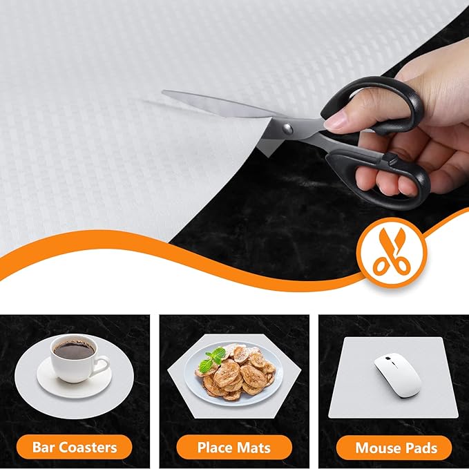 White Shelf Liner Kitchen Cabinet Liners Refrigerator Liners Waterproof & Oil-Proof Cupboard Liner Drawer Mats EVA Material Non Adhesive Fridge Liners 23.6 x 157.4 Inch