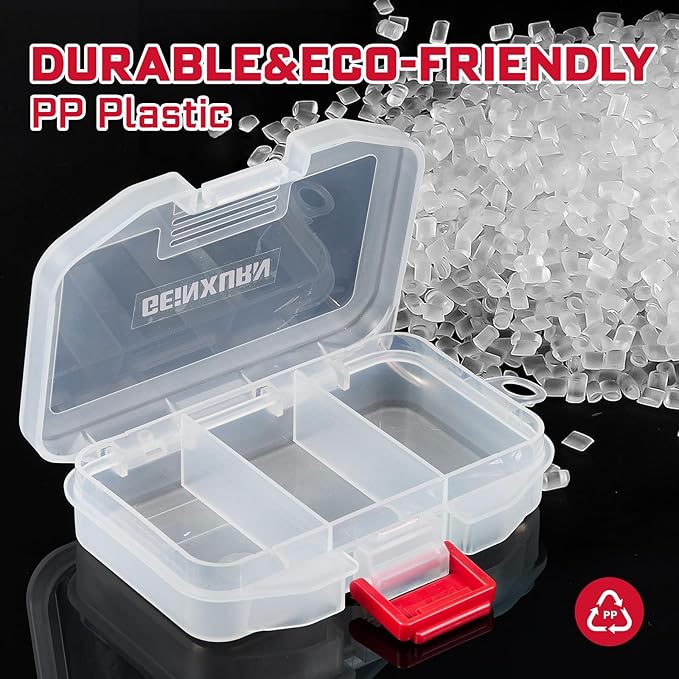 Small Parts Organizer, 4Pcs Plastic Transparent Portable Tools Boxes with Dividers for Small Accessories Storage Cases
